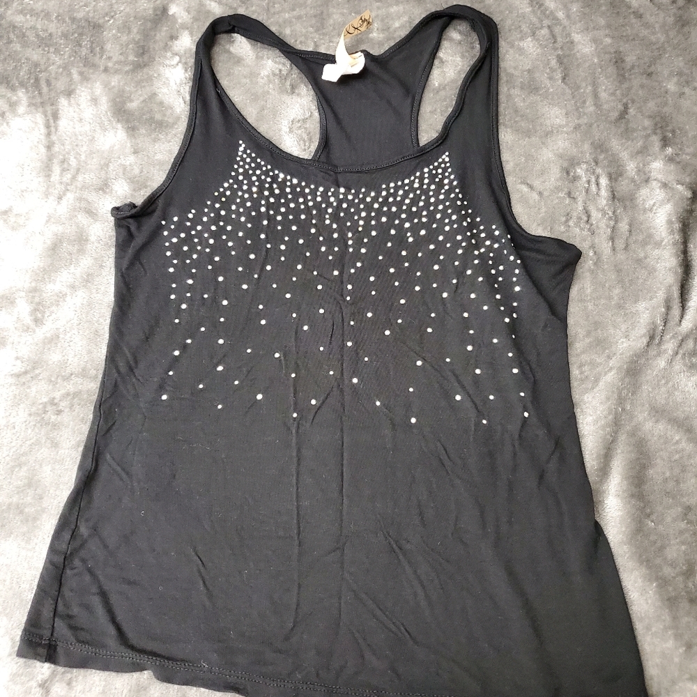 Black embellished tank top